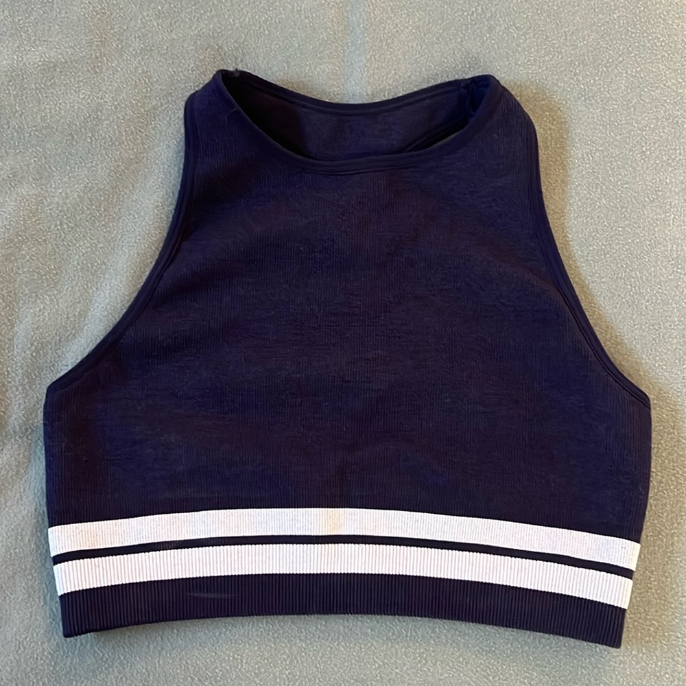 Spiritual Gangster Self Love Seamless High neck Sports Bra Heathered Blue